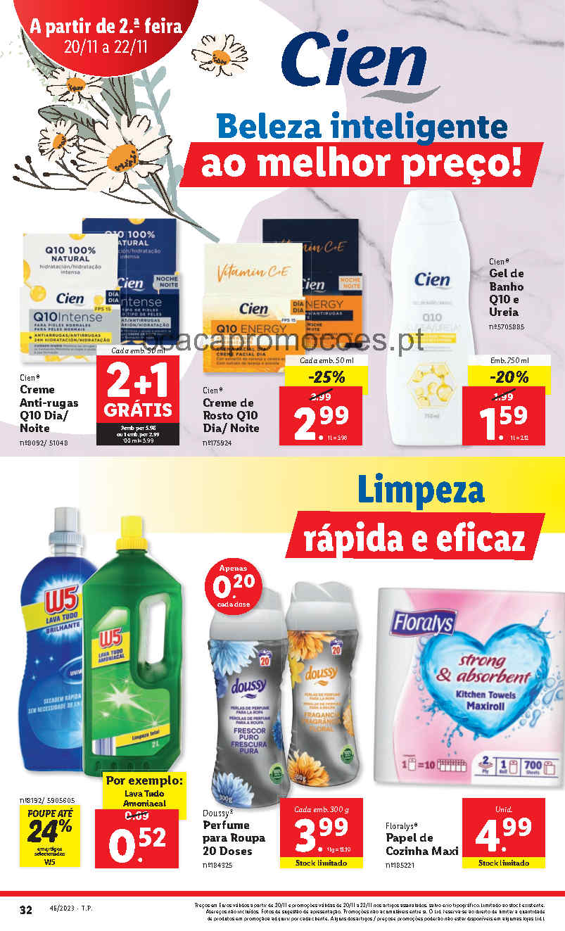 Antevisão Folheto LIDL Beleza e Limpeza de 20 novembro a 22 novembro